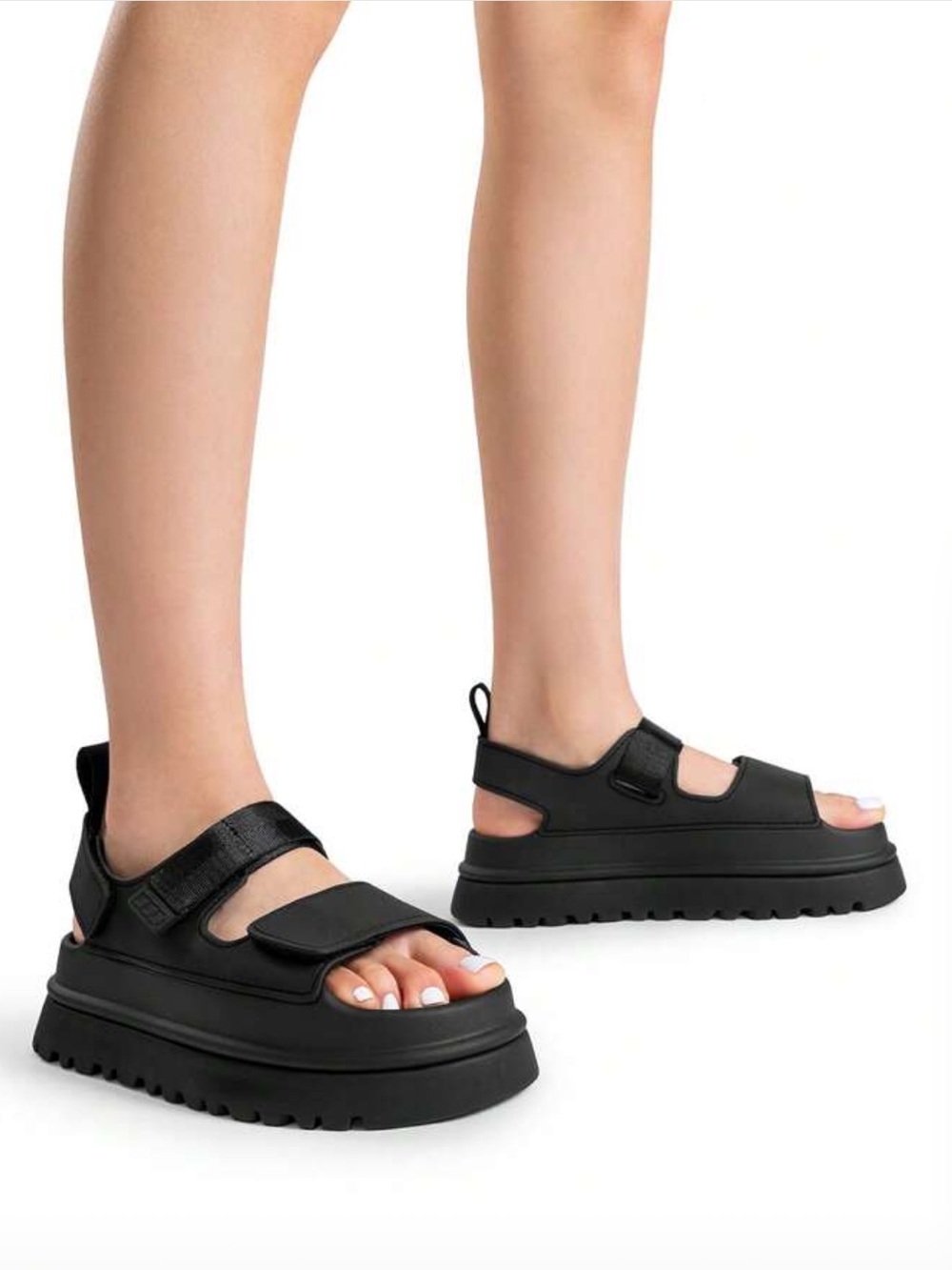 New Women’s Black Platform Sandals with Adjustable Straps